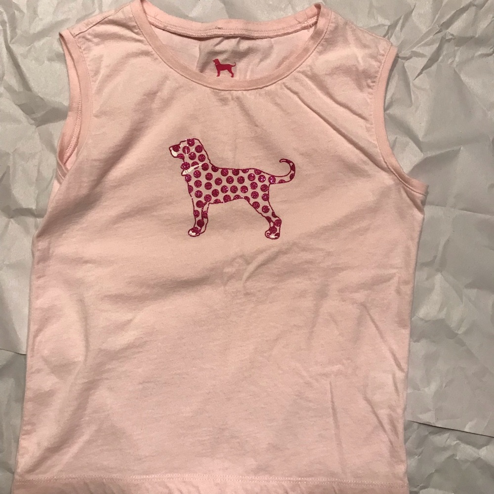 Kids Black Dog Pink Tank - M